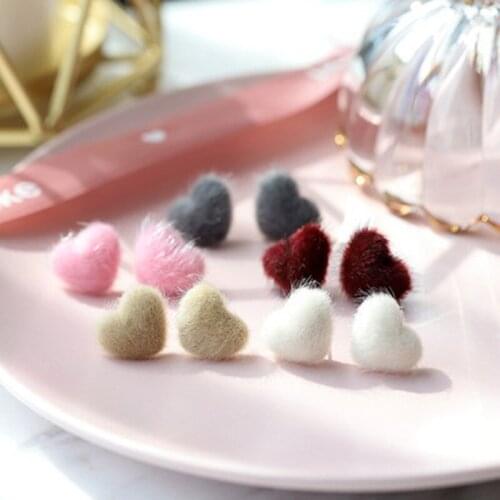 30Pcs 20mm Colored Imitation Mink Heart Buckle DIY Craft Supplies Jewelry Earrings Pendant Hair Accessories Ornaments Materials