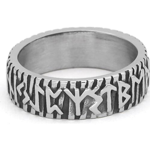 Nordic viking rune rings with valknut gift bag - stainless steel
