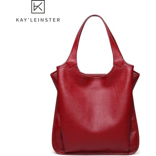 New Arrival Genuine Leather Women Tote Bag Fashion Luxury Female Shoulder Bags High Quailty Lager Capacity Solid Ladies Purse
