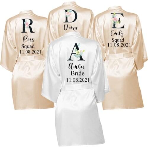 Wedding Satin Dressing Gown Personalised Custom Name Satin Robe Pajamas Wedding Bridesmaid Gifts Bridal Party Robes