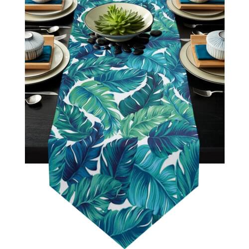Tropical Leaves Green Palm Leaves Modern Table Runner Wedding For Party Event Home Decoration Table Cover Mat Decor Accessories