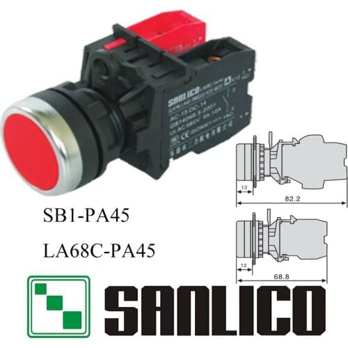 Waterproof momentary push button switch SB1(LA68C M22)-PA45 spring return