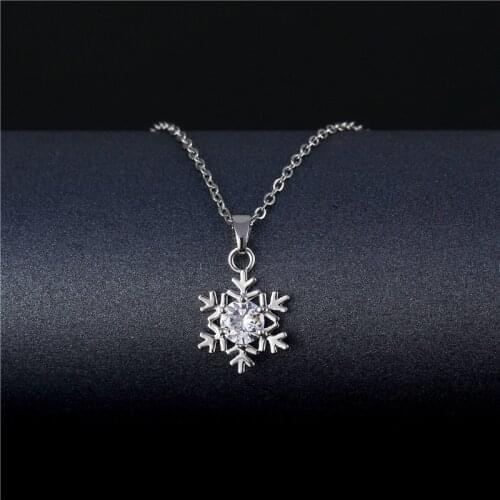 Recommend Jewellery Cute Jewelry Zircon Snowflake Titanium Steel Jewelry Day Gift Female Choker Bridal Necklaces for Women