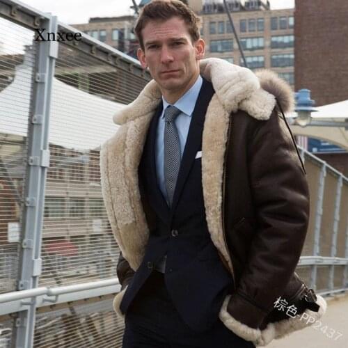 Winter Faux Leather Jacket Mens Large Size Jacket Fashion Stand-Up Collar Hooded Fur Collar and Slim Fit Lining Jacket