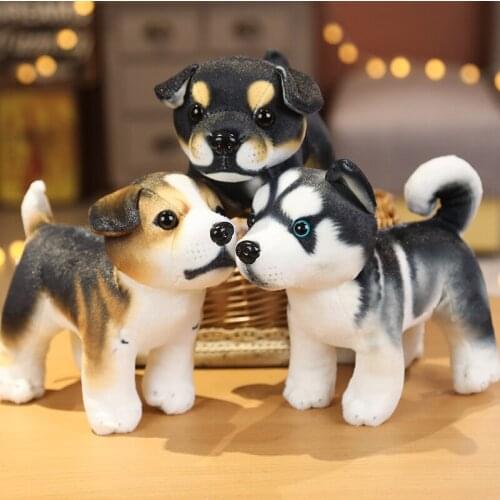1pc 18CM Simulation Cute Dog Plush Toys Lovely Husky Akita Rottweiler Animal Dog Dolls Stuffed Soft Toys for Kids Boys Xmas Gift