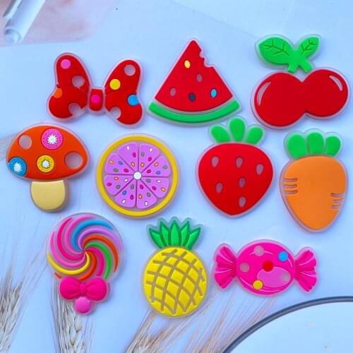 10 Cute Cartoon Soft Rubber Bows, Fruit And Vegetable Series Flat Back Scrapbook, Hair Bow Center Decoration DIY Accessories 050