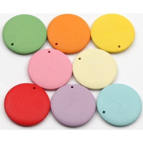10pcs 30mm Multicolor Round Wood Chips Charms for Woman Jewelry Making Charms DIY Earrings Pendant Accessories