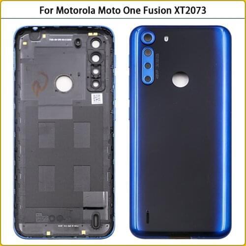 10PSC For Motorola Moto One Fusion XT2073 Plastic Battery Back Cover Rear Panel Door Housing Case With Side key Replacement