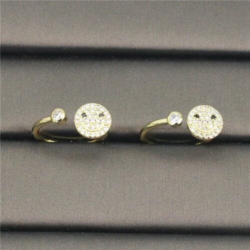 10pcs/lot Fashion smile face shape cz ring, adjustable plated cubic zircon ring,popular multiple styles jewelry cheap wholesale