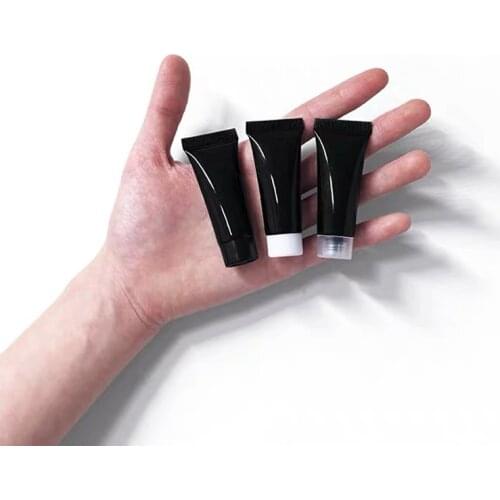 100pcs 10ml Empty Black Cosmetic Tube Squeezed Soft Container Sample Bottle Black With Screw Cap