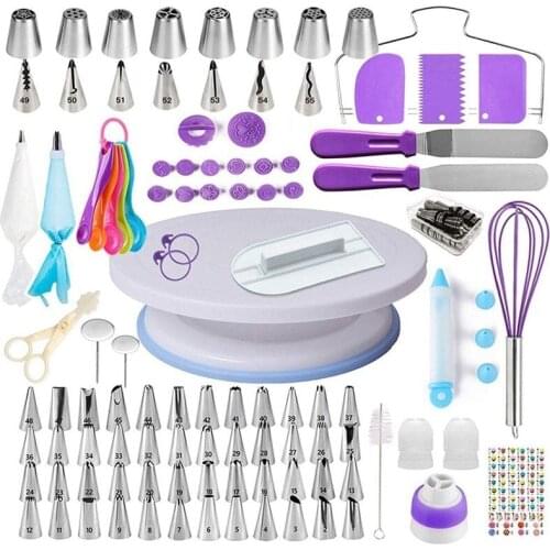 137pcs/set Cake Turntable Decorating Set Pastry Piping Tube Fondant Cake Dessert Pastry Baking Tool Cake Decorating Kit Bakeware