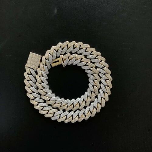 19mm thick Cuban chain necklace with two colors inlaid on the tip