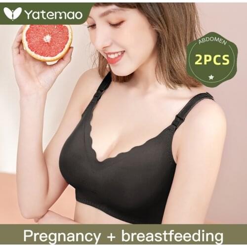 YATEMAO 2PCS Maternity Nursing Bra Pregnant Breast Feeding Bra Wireless Bra Soutien Gorge Allaitement