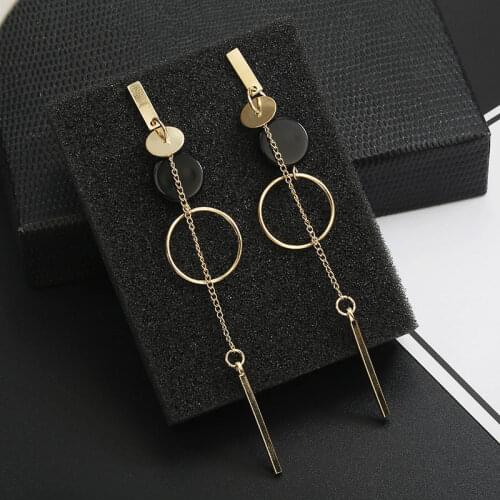 2020 New Fashion Rhinestone Round Dangle Drop Korean Earrings For Women Geometric Round Heart Gold Earring Wedding Jewelry