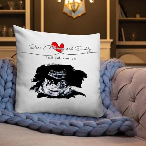 2022 I Can't Wait To See You Pregnancy Announcement cushion cover 2021 Baby Ultrasound Photo Pillow case Mom Dad decor