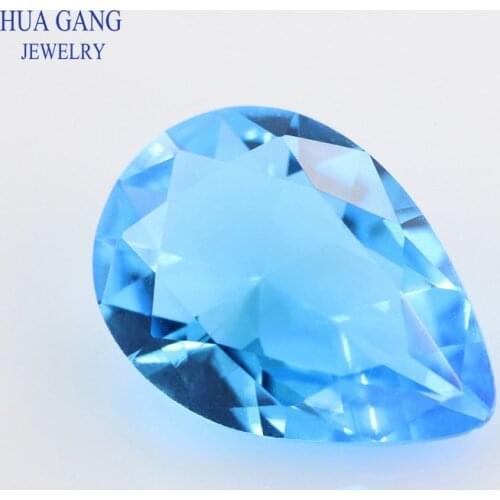 2x3~15x20mm Seablue Color Pear Shape Loose Glass Beads Synthetic Gems For Jewelry Wholesale Free Shipping