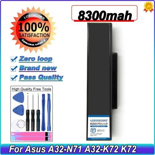 8300mAh Laptop Battery A32-N71 A32-K72 For Asus K72 K72F K72D K72DR K73 K73SV K73S K73E N73SV X72 X73 N71 N73SV X77JA 6 Cells