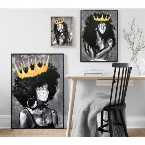 Africa Angel Queen Black Girl Boy Nordic Posters and Prints Wall Art Canvas Painting Print Wall Pictures for Bedroom Club Decor