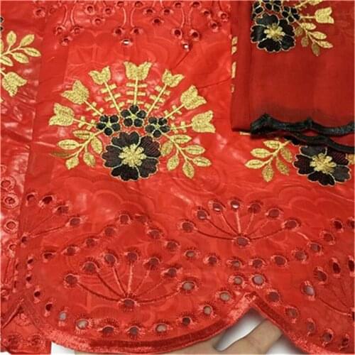 African lace fabric red bazin brode brocade guinea brocade fabric 2019 high quality lace cotton dry lace fabrics 5+2yards/lot