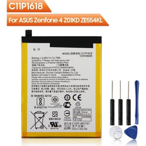 Agaring Original Replacement Phone Battery C11P1618 For ASUS Zenfone 4 Z01KD ZE554KL Authentic Rechargeable Battery 3150mAh