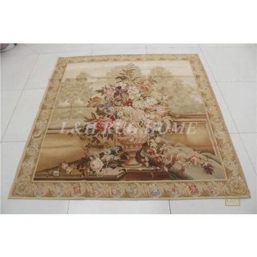 Free shipping 5'X5' Aubusson Tapestry ,Aubusson woolen tapestry, handmade tapestry