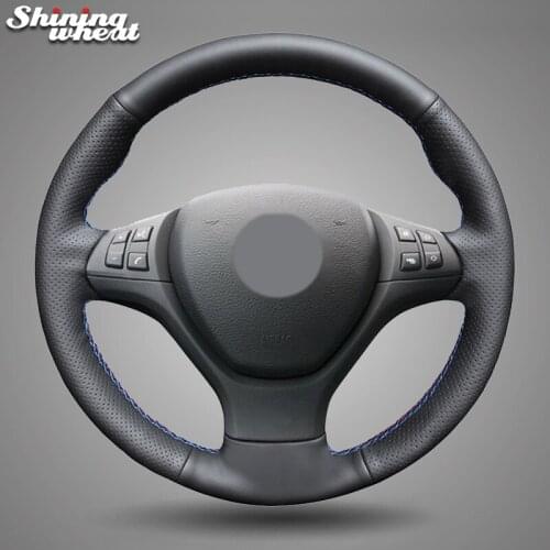 Shining wheat Hand-stitched Black Leather Car Steering Wheel Cover for BMW X6 M E71 2010-2014 E70 X5 M 2010-2013