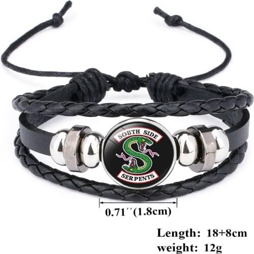 Black-Riverdale Charm Bracelets Jewelry Glass Photo Cabochon Multilayer Leather Wristband Bracelet Popular TV Jewelry