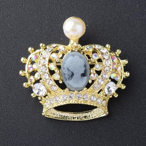 Freshwater Pearl Brooch CZ imperial Crown Brooch Charming Girl Wedding Birthday Gift Jewelry