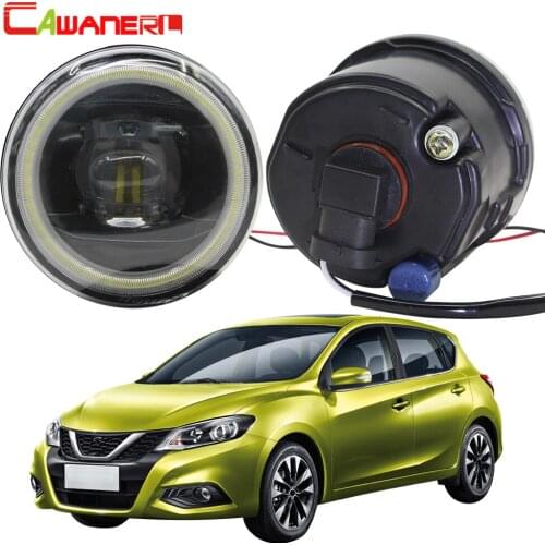 Cawanerl Car H11 4000LM LED Bulb Fog Light Assembly Angel Eye DRL 12V For Nissan Tiida Latio Versa