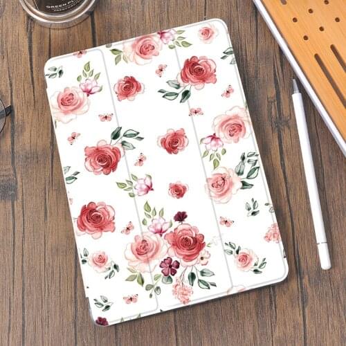 Flowers Art for iPad Air 4 Case Mini 5 Pro 11 2020 With Pencil Holder 7th 6th For Funda ipad 8th Generation Case Air 2 Cover