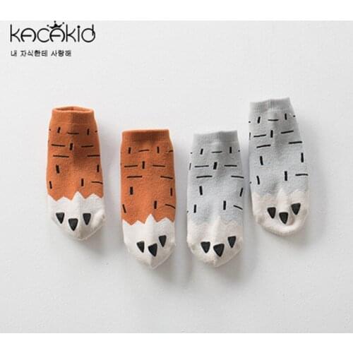 Kacakid 2 Pairs/Set Cotton Socks Kids Girls Boy Baby Anti Slip Cute Infant Sock Cute Paw Pattern Anti-slip Ankle Socks 0-4Years