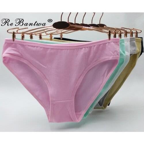 Rebantwa Wholesale Cotton Panties 10pcs/Lot New Arrival 2018 Good Quality Womens Underwear Solid Color Femme Cotton Cute Briefs
