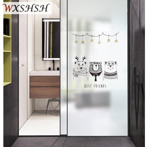 Custom Size Electrostatic Window Film Vinyl Cartoon Animals Home Decor Private Glass Foil For Window Door Cabinet Table Surface