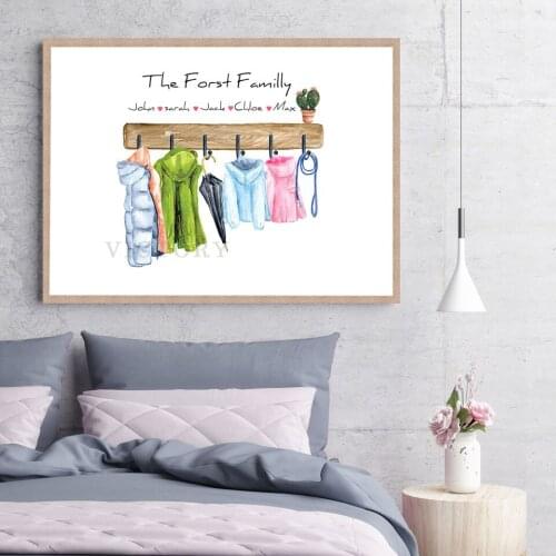 Custom Family Print Gift Personalised Poster Coats Wall Art Canvas Painting Warm Overcoat Wall Pictures for Living Room Decor