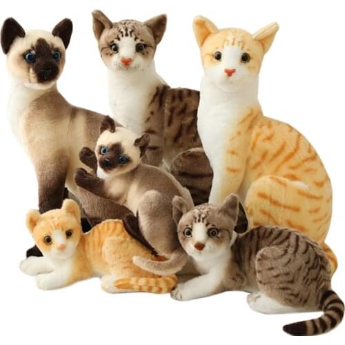 Simulation Pillow American Shorthai &Siamese Cat Plush&Stuffed Lifelike Doll Animal Pet Toys For Children Home Decor Baby Gift