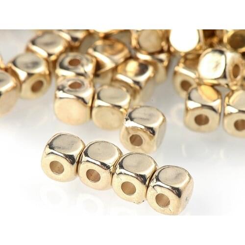 IYOE 100/200/300pcs 4mm Acrylic KC Gold Plated Square CCB Beads Loose Spacer Seed Beads For Jewelry Making DIY Accessories