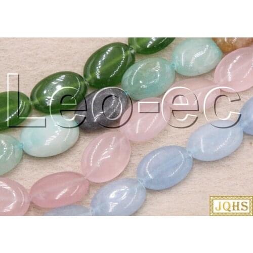JQHS 13X18mm oval green pink blue Multicolor jades Loose Strand beads For Jewelry Making 15" DIY V1229
