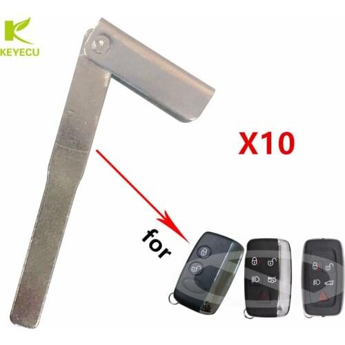 KEYECU 10PCS X Replacement New Emergency Key Blade Blank Uncut Insert for Land Rover for Jaguar Smart Remote Key