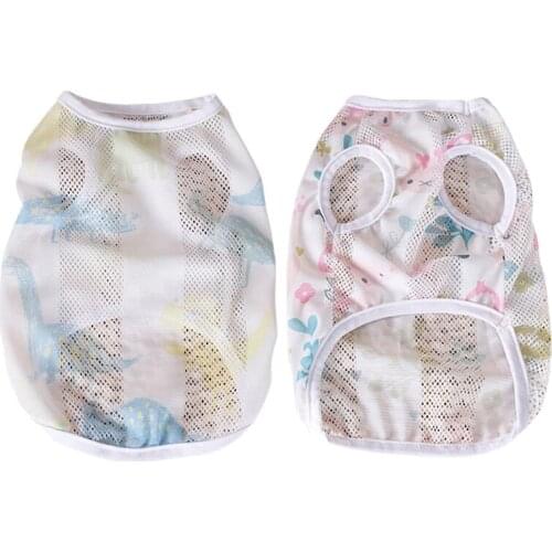Cute Printed Summer Pet T shirt Puppy Dog Clothes Pet Cat Mesh Vest T-Shirt Pug Apparel Costumes Dog Clothing For Cat Small Dog
