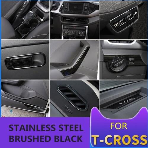 Brushed Black Style For Volkswagen T-CROSS 2019 Whole Interior Accessoires Stainless Steel Decoration Cover Trim