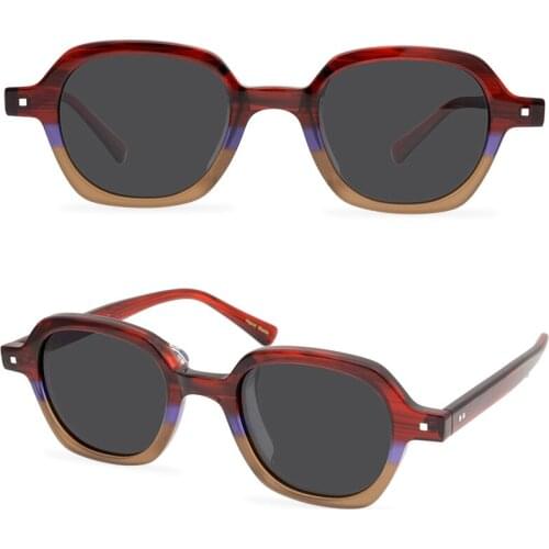 Fashion Polygon Acetate Womens Sunglasses Men Retro Polarized Glasses Vintage Unisex Eyewear UV400 Oculos De Sol Masculino