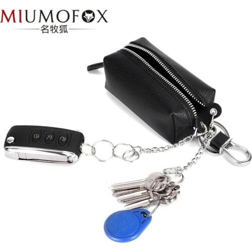 2019 Fashion Men Key Wallet Zipper Purse Car Keys Big Capacity Genuine Leather Keychain Car Keys Bag Coin Purses Unisex Key bag