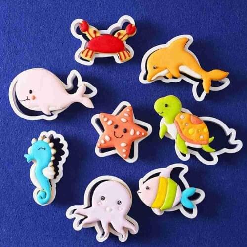 Marine Life Cookie Cutter DIY Baking Fondant Plastic Biscuit Mold Cookie Mold Cutter Marine Life Dolphin Seahorse Starfish Mold