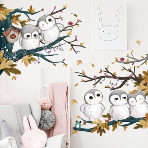 Cute Owl Family Wall Stickers for Children Kids Living rooms Wall Decor Removable PVC Wall Decals Home Decorative Art DIY Murals