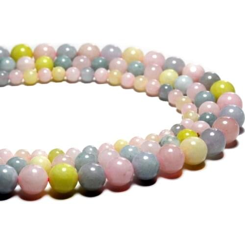 Wholesale Colorful Morganite Stone Beads Loose Natural Stone Round Spacer Beads For Jewelry Making DIY Handmade Bracelet 6 8 10