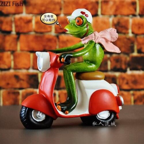 Pastoral Creative Frog Motorcycle Decoration Resin Model Crafts TV Cabinet Office Decoration Modern Animal Sculpture Home Decor
