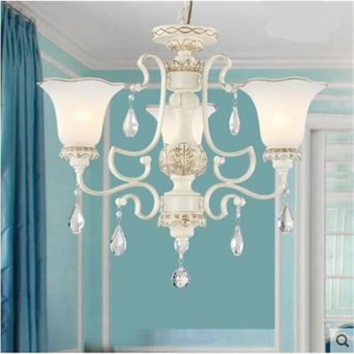 Pendant light hotel Living room restaurant led light fashion luxury K9 Iron Crystal + Glass Shade lamps villa pendant lamp ZX106