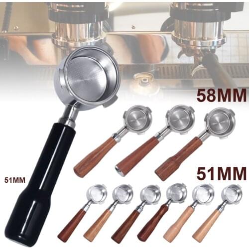Bottomless Portafilter 51mm 58mm Wooden Handle Filter Basket Included for Espresso Coffee Machine Handle Tool
