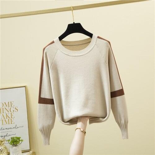 LJSXLS Pullover Chic Casual Autumn Winter Sweater Women O Neck Knitwear Loose Knitted Tops Female Long Sleeve Sueters De Mujer