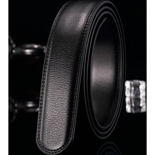 3.5cm Wide Mens Genuine Split Leather No Without Buckle Automatic harajuku Belt Waist Belt Body Black Brown Belts 125-130cm